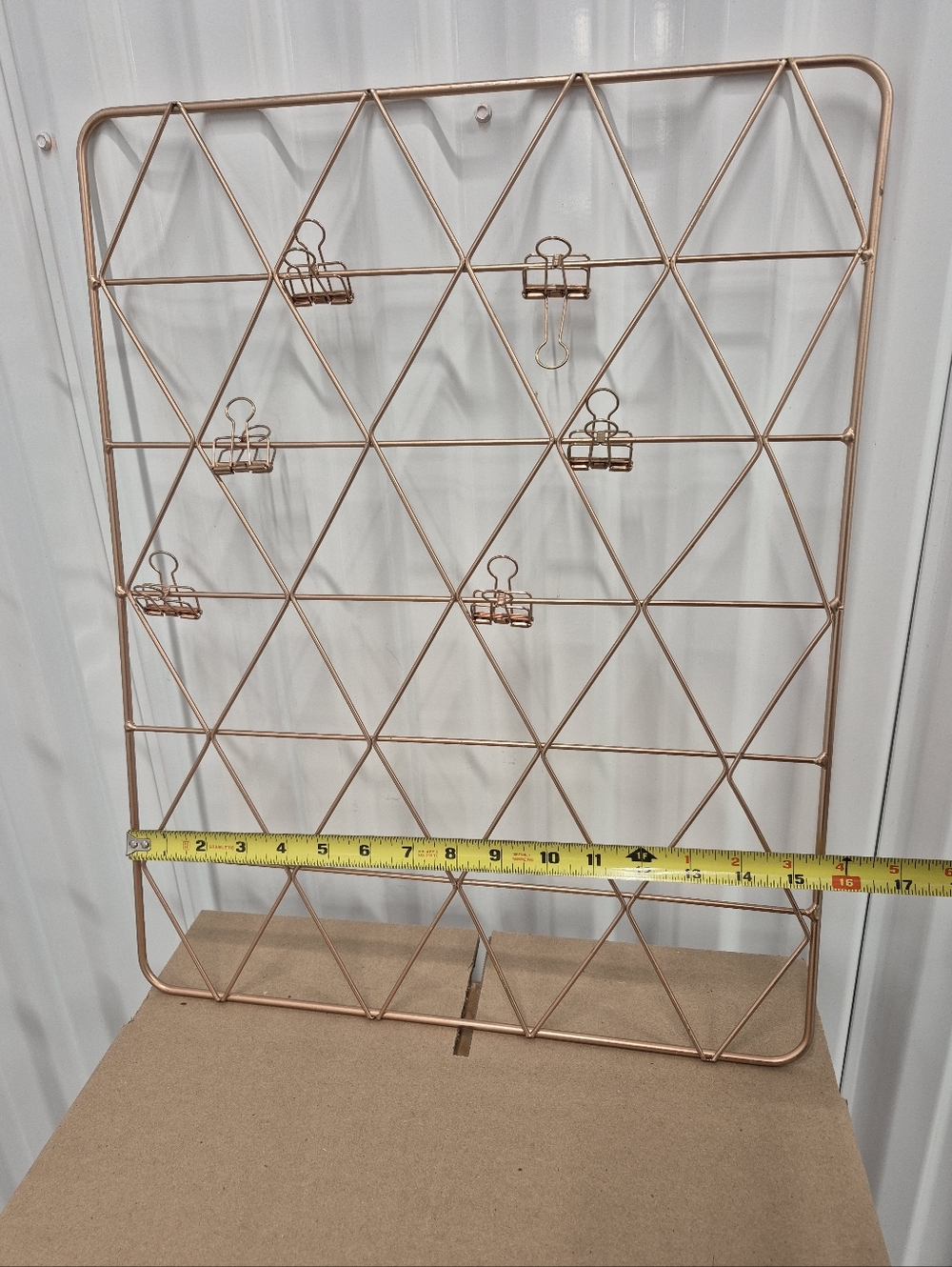 Rose Gold Tone Metal Grid Photo Note Holder Organizer Wall Decor Matching Clips - Picture 7 of 8